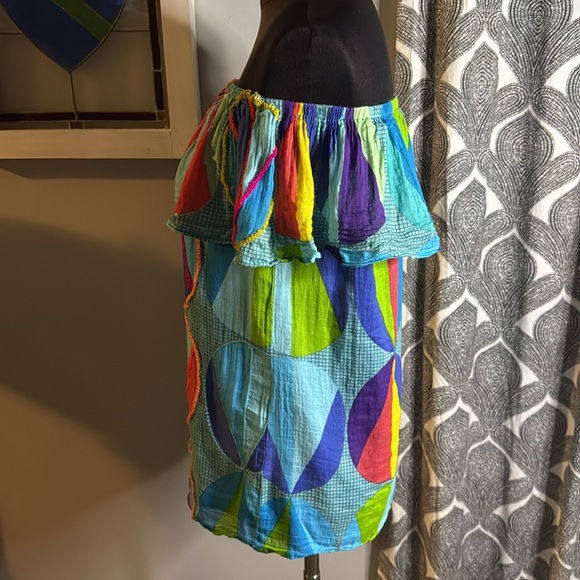 Oliphant Textured Geometric Ruffle Blouse SZ XS - Picture 4 of 9